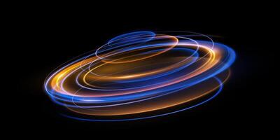 Dynamic Light Swirls Gracefully Across a Dark Background, Creating Captivating Abstract Art That Mesmerizes Viewers vector