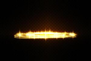 An Enchanting Golden Sparkling Circle Set Against a Dark Background, Creating a Stunning Magical Glow Effect vector