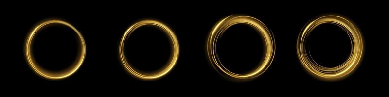 A stunning set of golden rings displayed elegantly on a rich black background, perfect for design and art purposes vector
