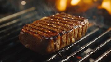 Grilled Steak Perfection Juicy Interior and Perfect Sear Marks Gourmet Meat Photography in Refined Detail photo