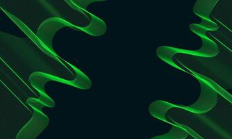 Abstract Green Wavy Lines Design on a Dark Background vector