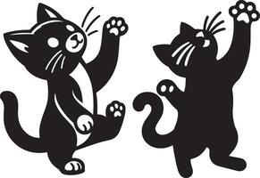 Playful Cat Reaching Up Paw in fun silhouette illustration bundle for energetic feline designs vector