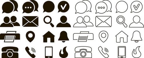 Flat icon set isolated. Contact technical support clipart. Message vector