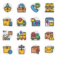 Set of Logistic and Freight Flat Icon vector