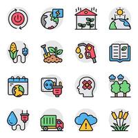 Set of Ecology and Farming Flat Icons vector