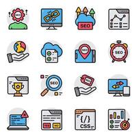 Set of Seo and Data Flat Icons vector
