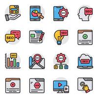 Set of Seo and Website Flat Icons vector