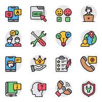 Set of Customer Support Flat Icon vector