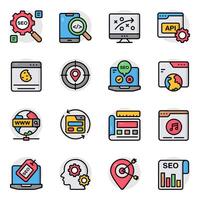 Set of Seo and Technology Flat Icons vector