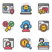 Set of Customer Service and Helpline Flat Icons vector