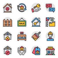 Set of Estate and Document Flat Icon vector