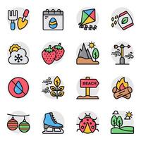 Set of Weather Prediction Flat Icon vector