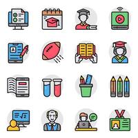 Set of Study Flat Icons vector