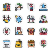 Set of Ecology and Energy Conservation Flat Icons vector