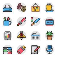 Set of Stationary and Devices Flat Icons vector