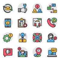 Set of Hotline Flat Icons vector