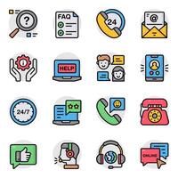 Set of Helpline Flat Icons vector