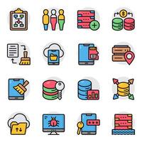 Set of Big Data and Ai Flat Icons vector