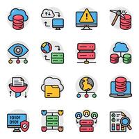 Set of Big Data Flat Icons vector