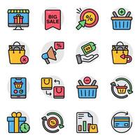 Set of Shopping and Commerce Flat Icons vector