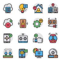Set of Smart Technology Flat Icon vector