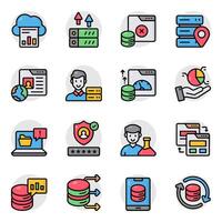 Set of Data and Technology Flat Icon vector