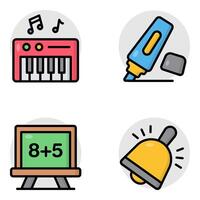 Set of Study and Knowledge Flat Icons vector