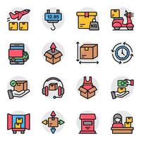 Set of Logistic and Cargo Flat Icon vector