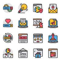Set of Seo and Network Flat Icons vector