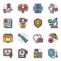 Set of Medical and Science Flat Icon vector