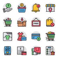 Set of Shopping and Purchase Flat Icons vector