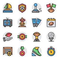 Set of Sports Tools and Accessories Flat Icons vector