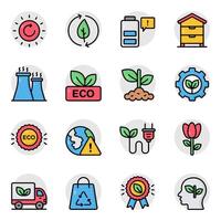 Set of Ecology Flat Icons vector