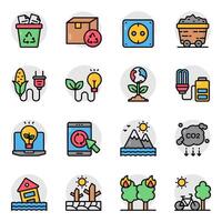 Set of Ecology and Recycling Flat Icons vector