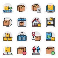 Set of Logistic Flat Icon vector
