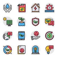 Set of Ecology and Nature Flat Icons vector