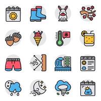 Set of Weather Forecast Flat Icon vector