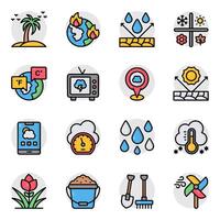 Set of Nature and Weather Flat Icons vector