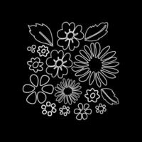 summer flower and leaf line art. vector