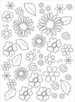 flowers and leafs coloring page. vector