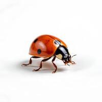 Close-Up of a Ladybug Crawling on White Surface photo