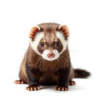 Cute Ferret with Soft Fur and Expressive Face on White Background photo