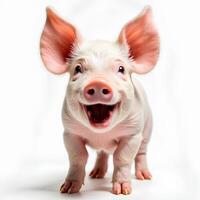 Happy Piglet Smiling Joyfully with Bright Expression in Studio Light photo