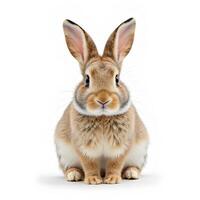 Adorable Brown Rabbit Sitting Cute and Curious in Studio Setting photo