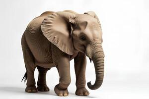 Realistic 3D Render of a Standing Elephant on White Background photo