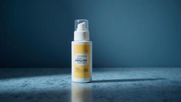 Moisturizing Lotion Bottle on Marble Surface with Soft Lighting photo