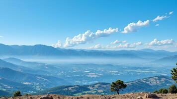 Scenic Mountain View with Clear Sky and Rolling Hills in Daylight photo