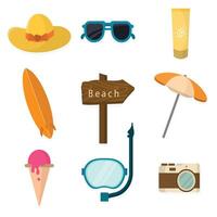 A This is a large set of colorful summer and travel icons representing summer activities and beach vacation vector