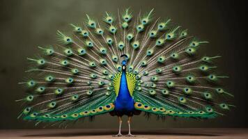 Majestic Peacock Displaying Vibrant Feathers in Full Splendor photo