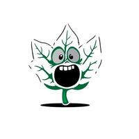 a cartoon leaf with a mouth open and eyes vector